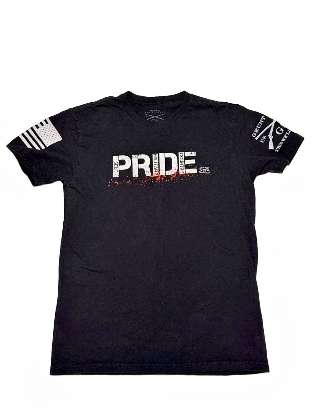 Grunt Style Pride In Self T-Shirt In Self Graphic Short Sleeve Tee Black & White